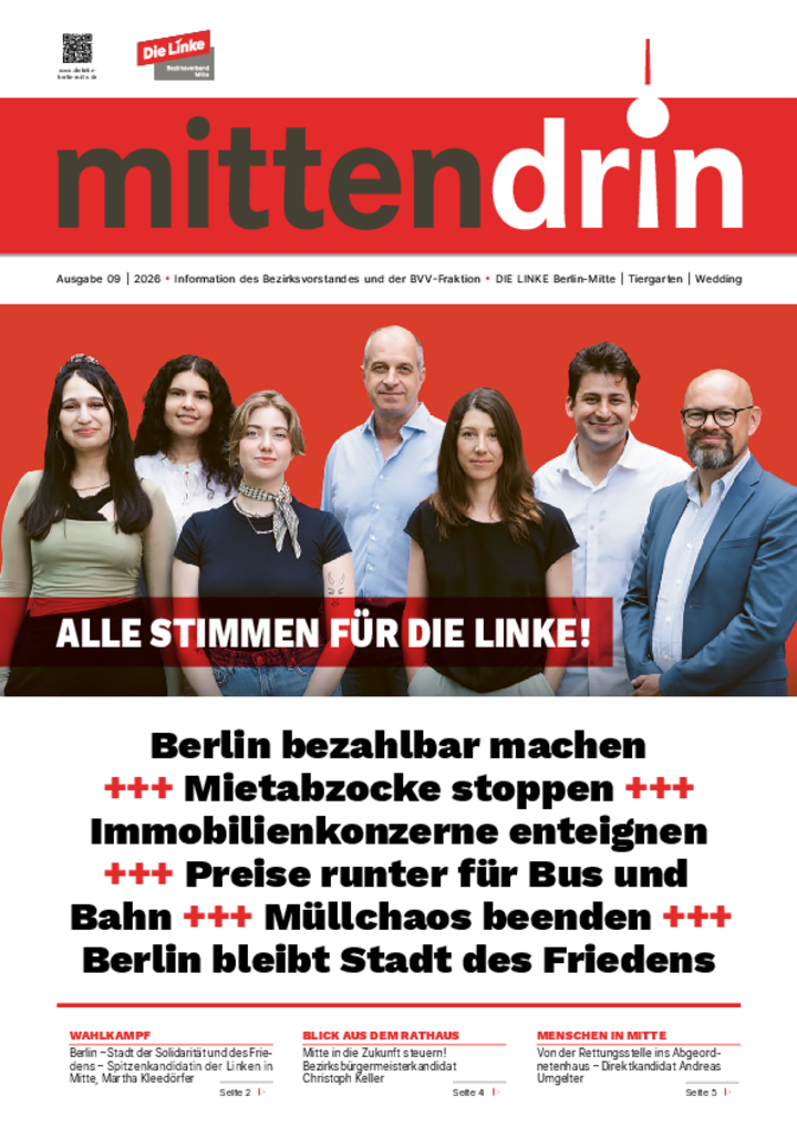 mittendrin - Zeitung der Partei "Die Linke", Bezirk Mitte-Berlin